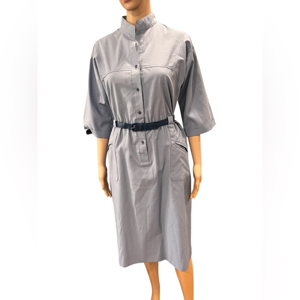 Business casual Willi of California steel blue shirt Dress pockets -M vintage